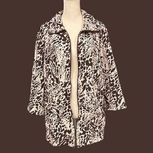 WEEKENDS BY CHICO'S Brown & Cream Animal Print Jacket Blazer Sz 3
